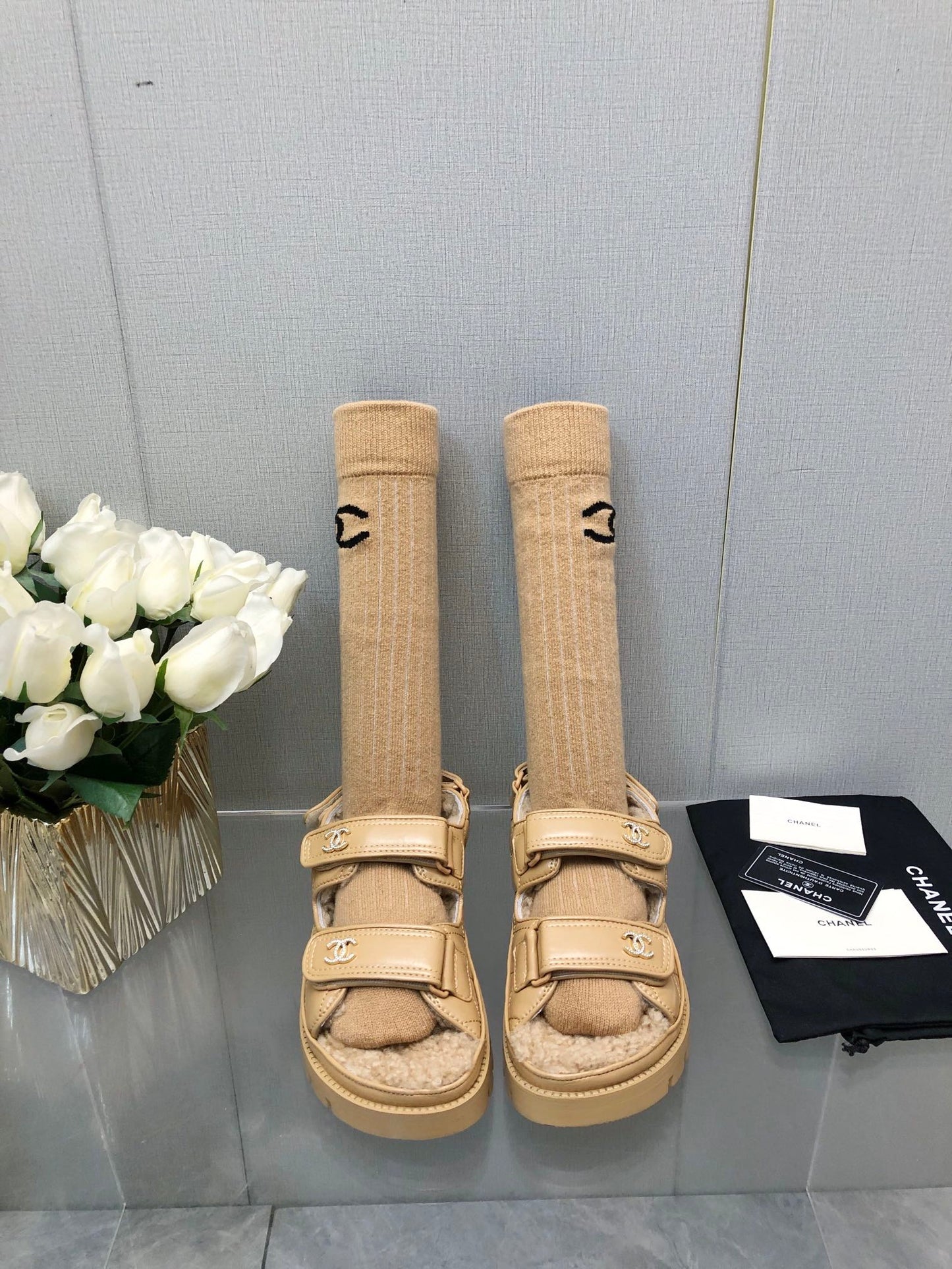 DAD SANDAL YELLOW CREAM LAMBSKIN - 35
