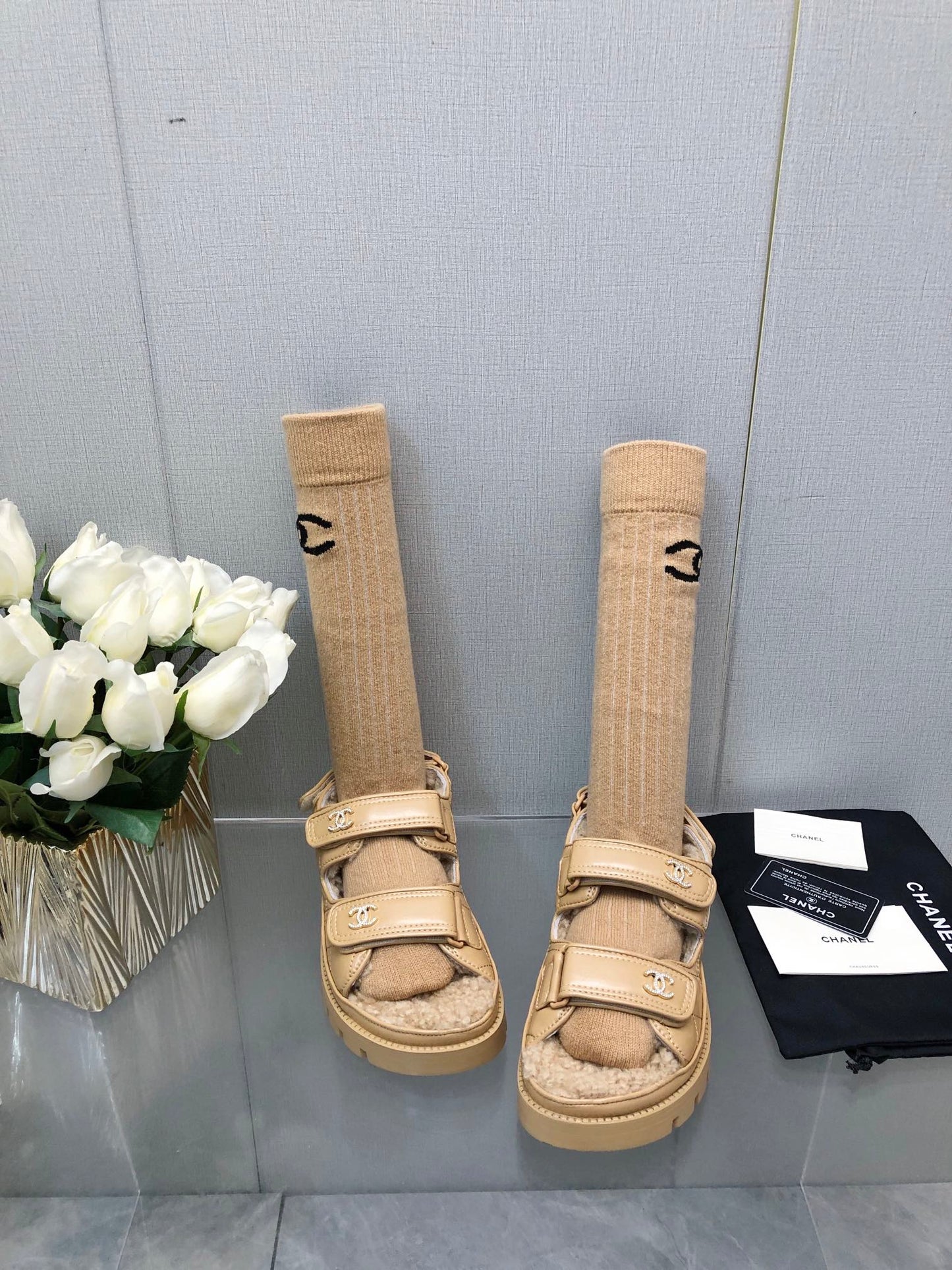 DAD SANDAL YELLOW CREAM LAMBSKIN - 35