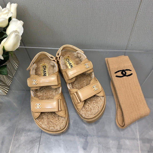 DAD SANDAL YELLOW CREAM LAMBSKIN - 35