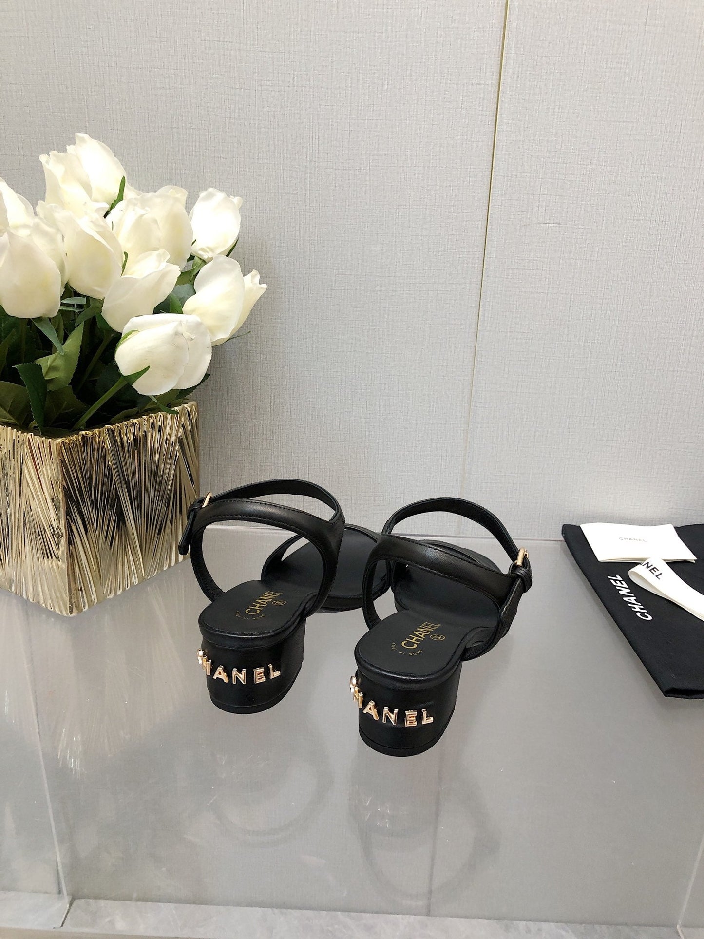 BLOCK HEEL 5 CM SANDAL IN BLACK LAMBSKIN - 35