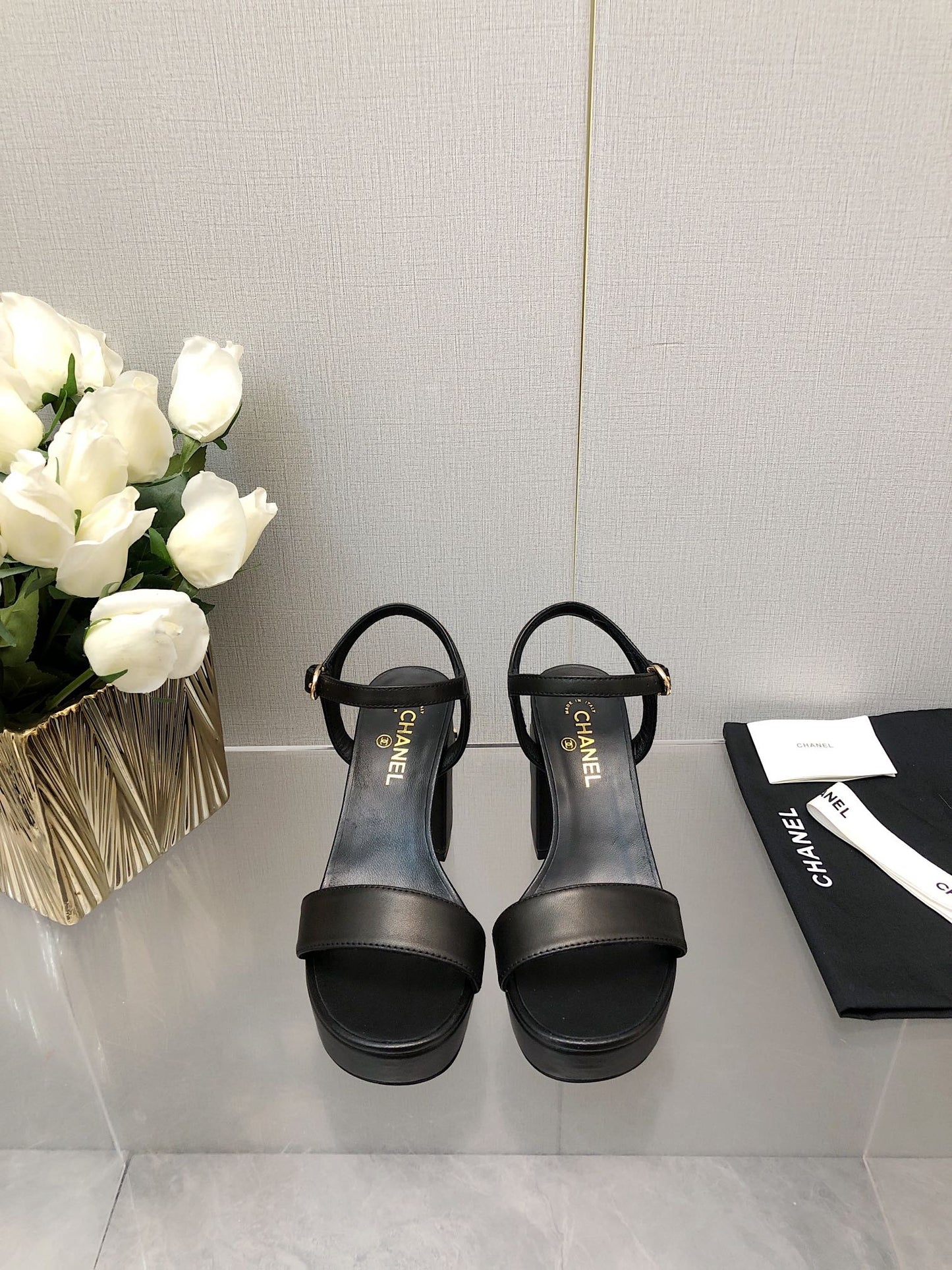 BLOCK HEEL 9 CM SANDAL IN BLACK LAMBSKIN - 35