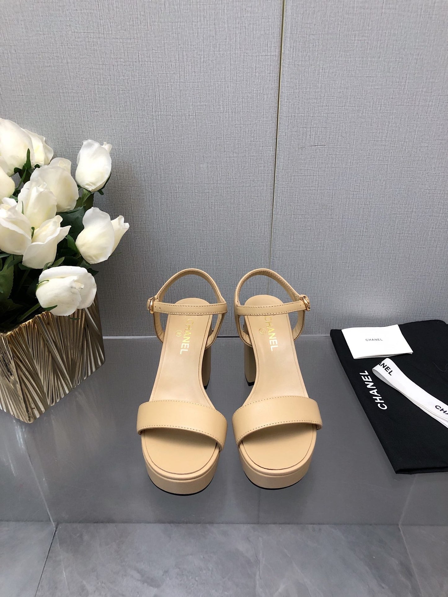 BLOCK HEEL 9 CM SANDAL IN SAND BROWN LAMBSKIN - 35