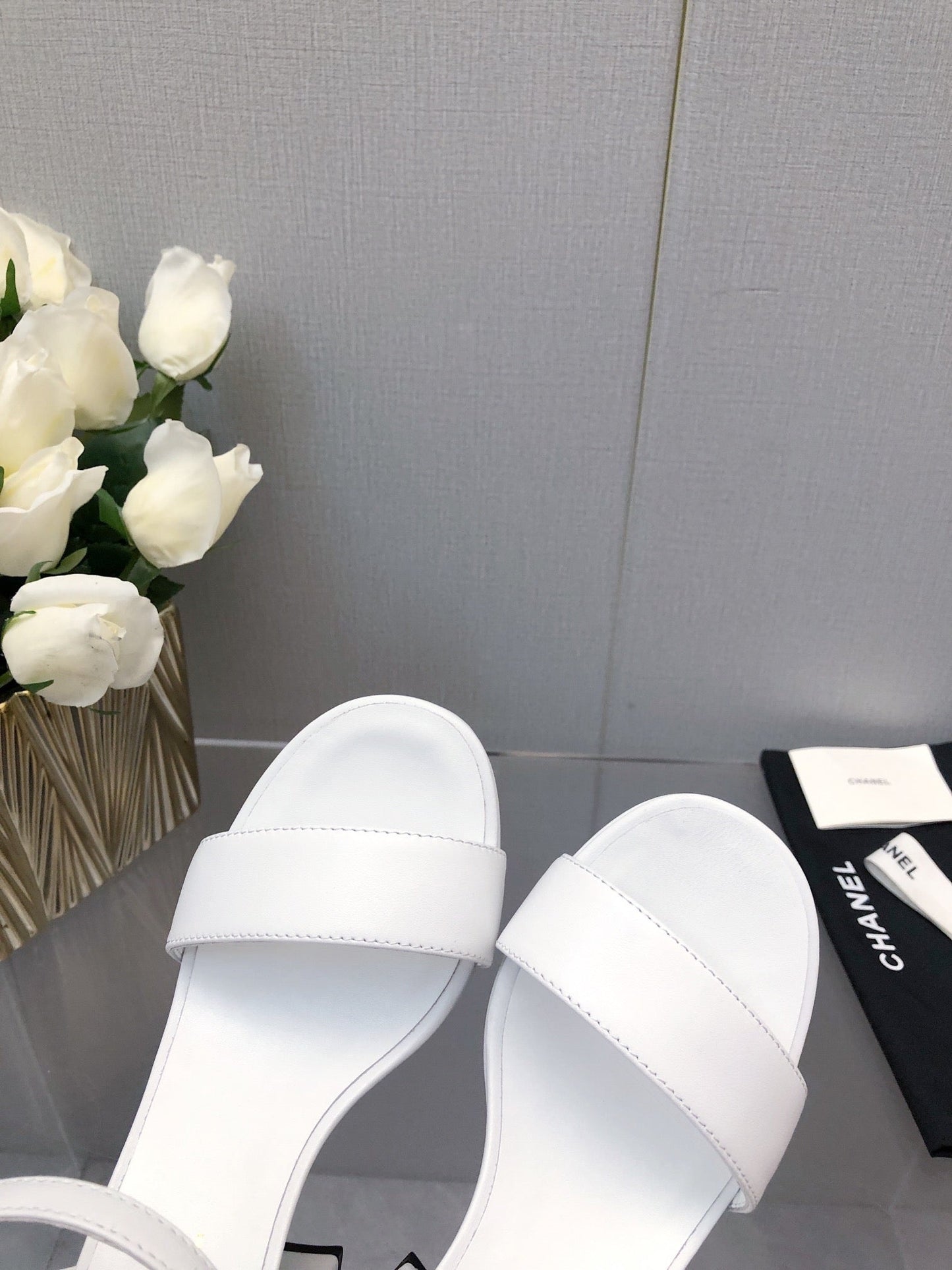 BLOCK HEEL 9 CM SANDAL IN WHITE LAMBSKIN - 35