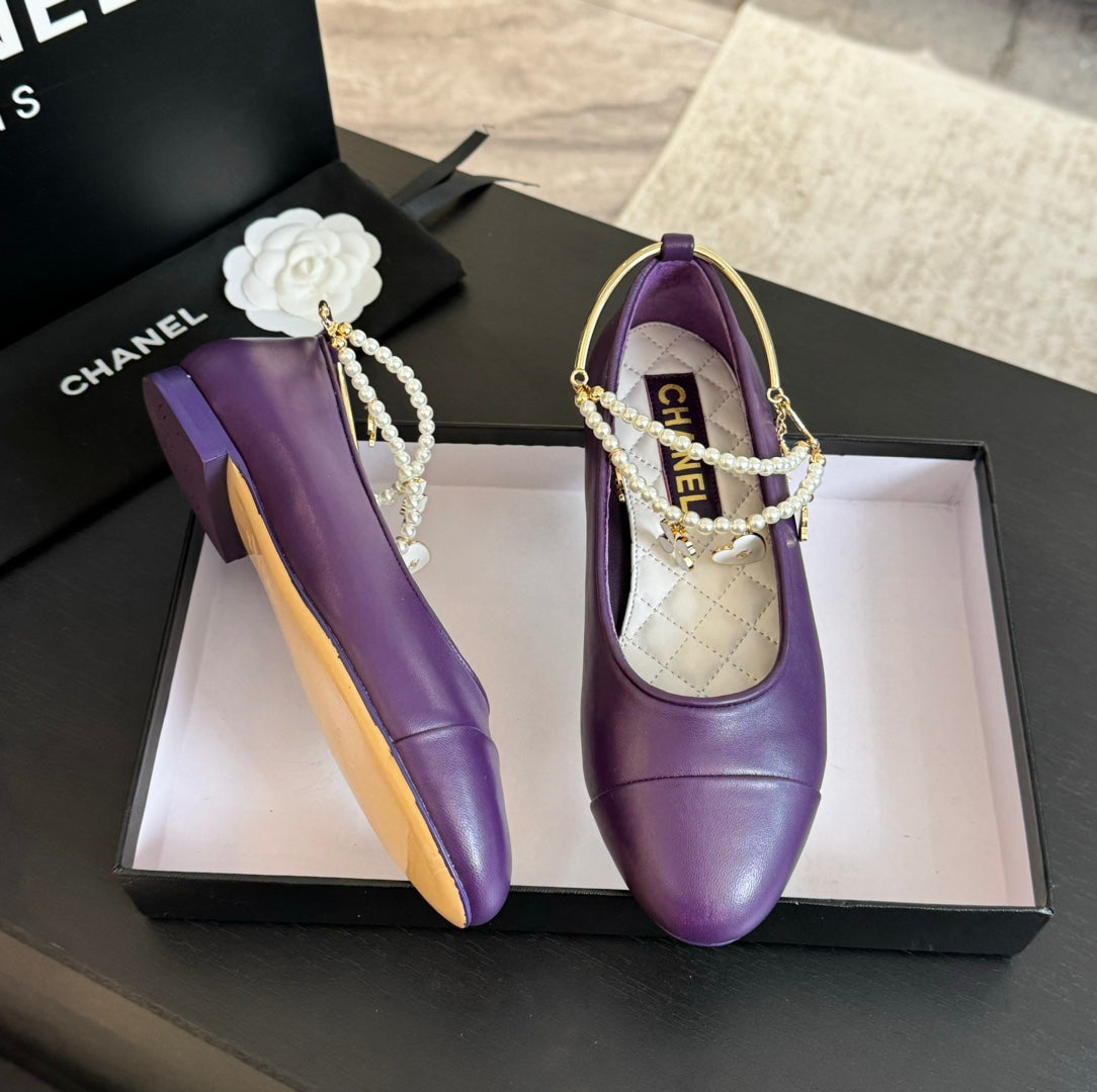 Double Strap Chunky Heel Mary Jane Shoes Violet Purple - 35