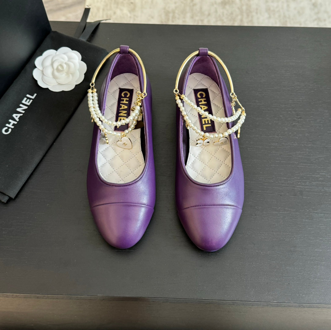 Double Strap Chunky Heel Mary Jane Shoes Violet Purple - 35