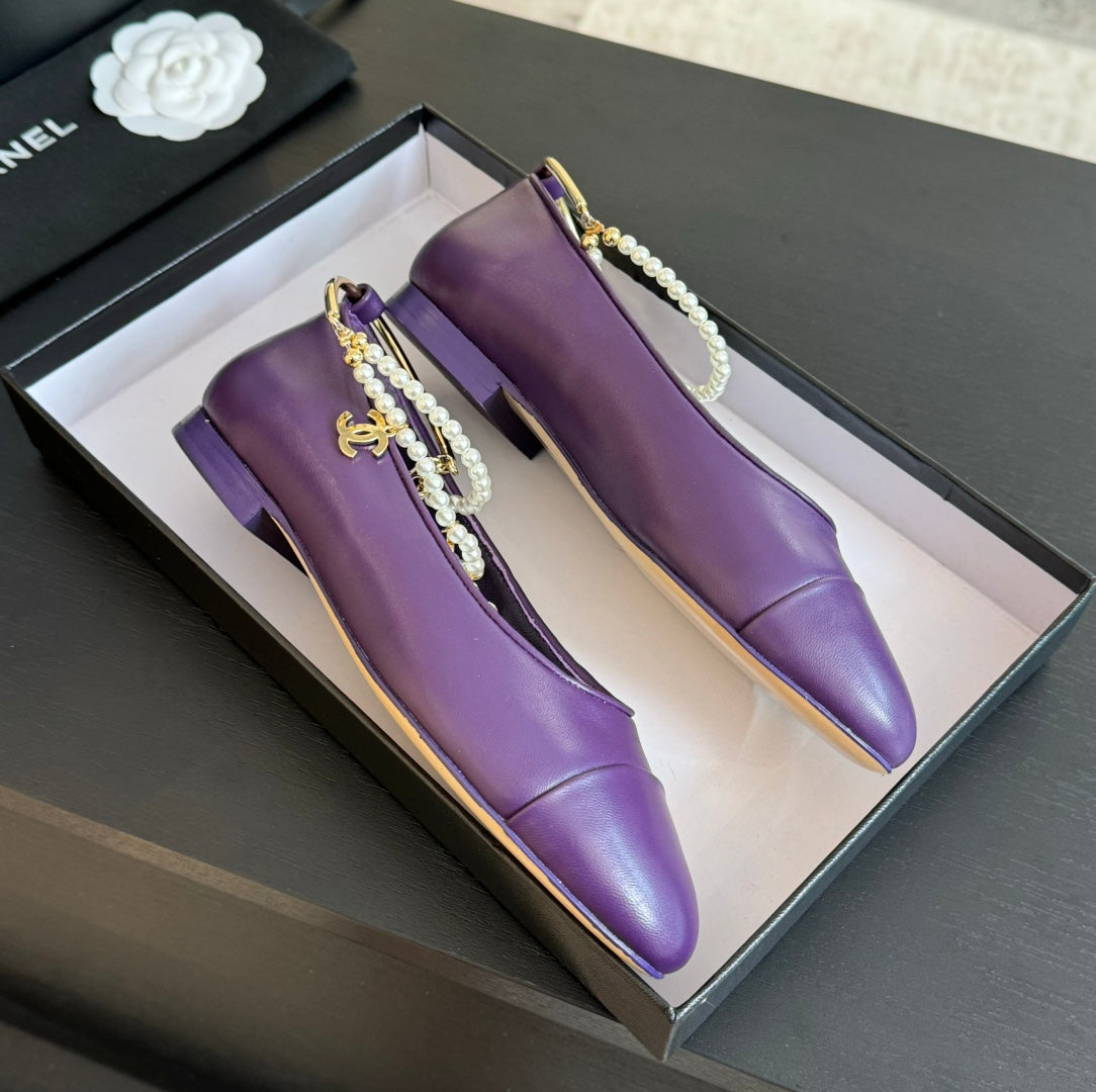 Double Strap Chunky Heel Mary Jane Shoes Violet Purple - 35