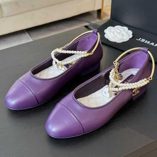 Double Strap Chunky Heel Mary Jane Shoes Violet Purple - 35