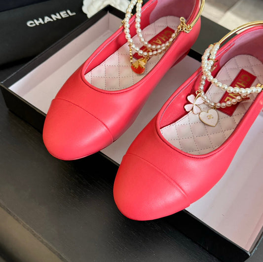 Double Strap Chunky Heel Mary Jane Shoes Red Pink - 35