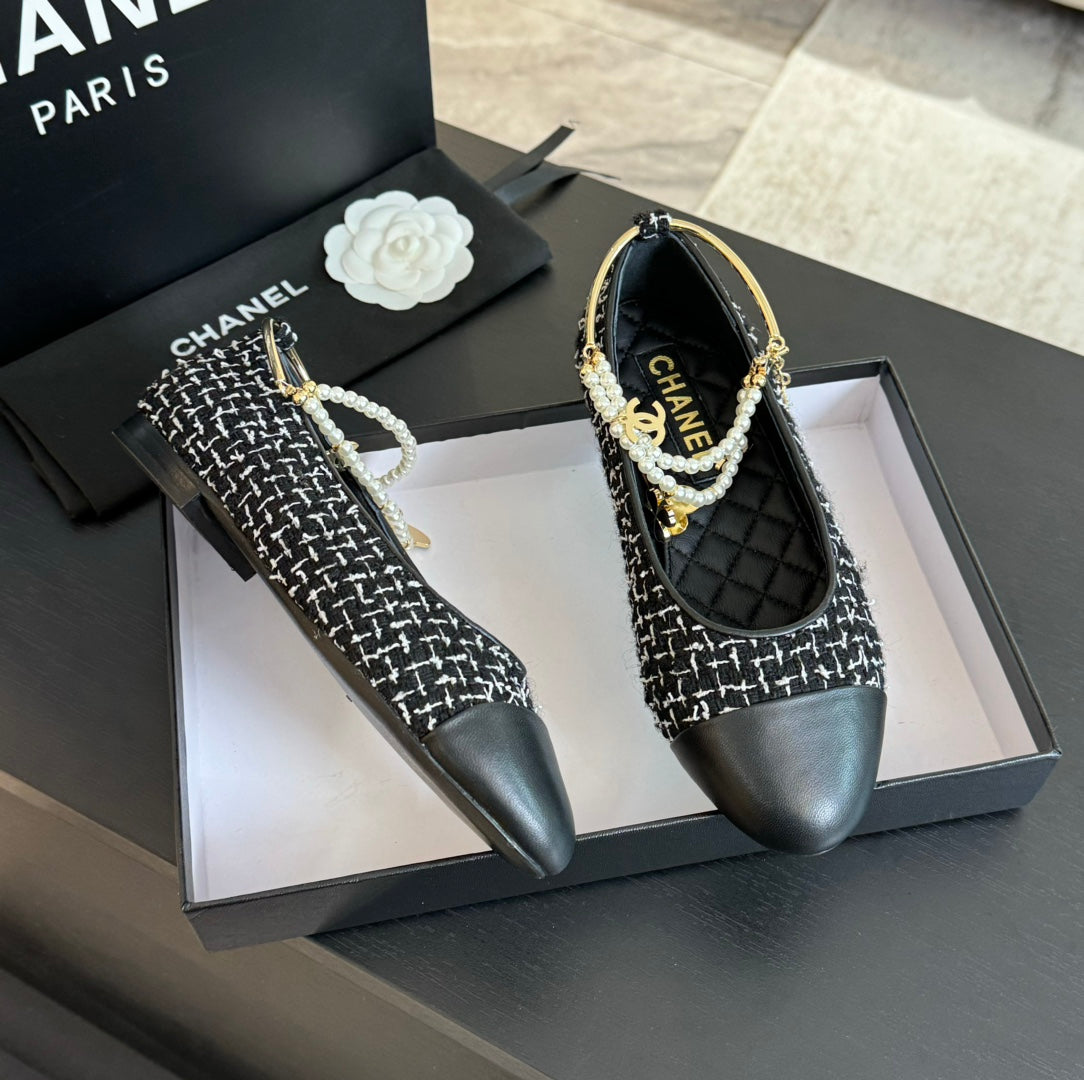 Double Strap Chunky Heel Mary Jane Shoes Black/White Caro - 35