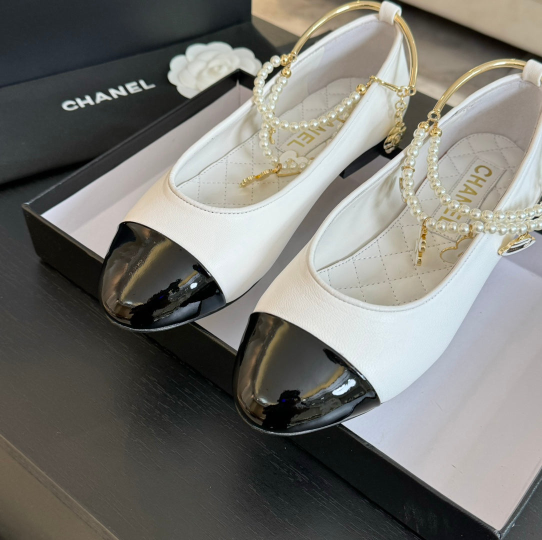 Double Strap Chunky Heel Mary Jane Shoes White Black - 35