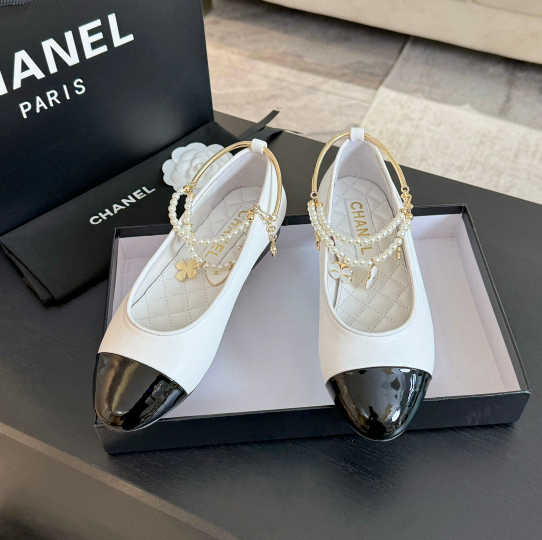Double Strap Chunky Heel Mary Jane Shoes White Black - 35