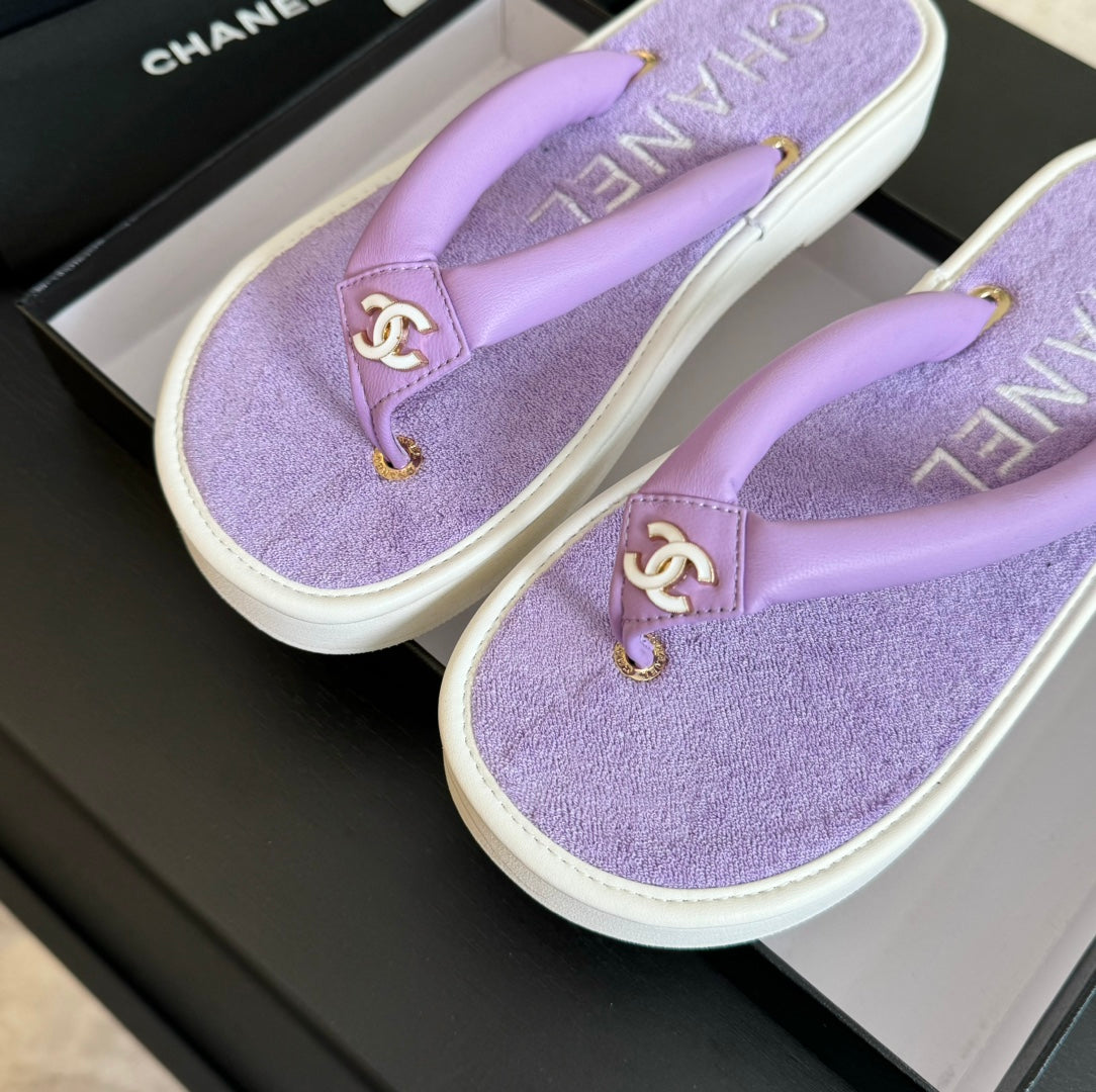 Thick-soled Flip-Flops Lambskin Lavender Purple - 35