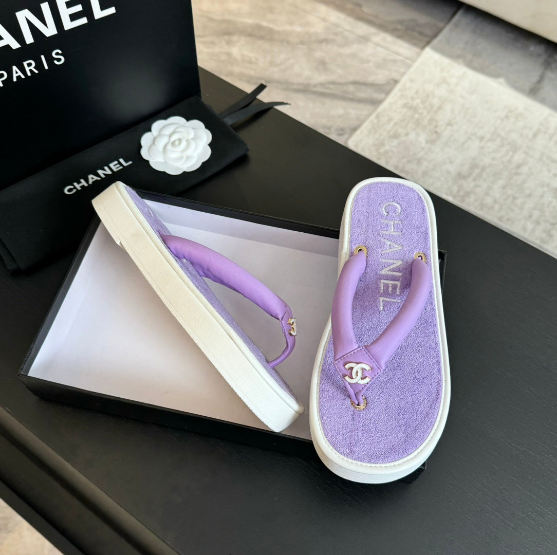 Thick-soled Flip-Flops Lambskin Lavender Purple - 35