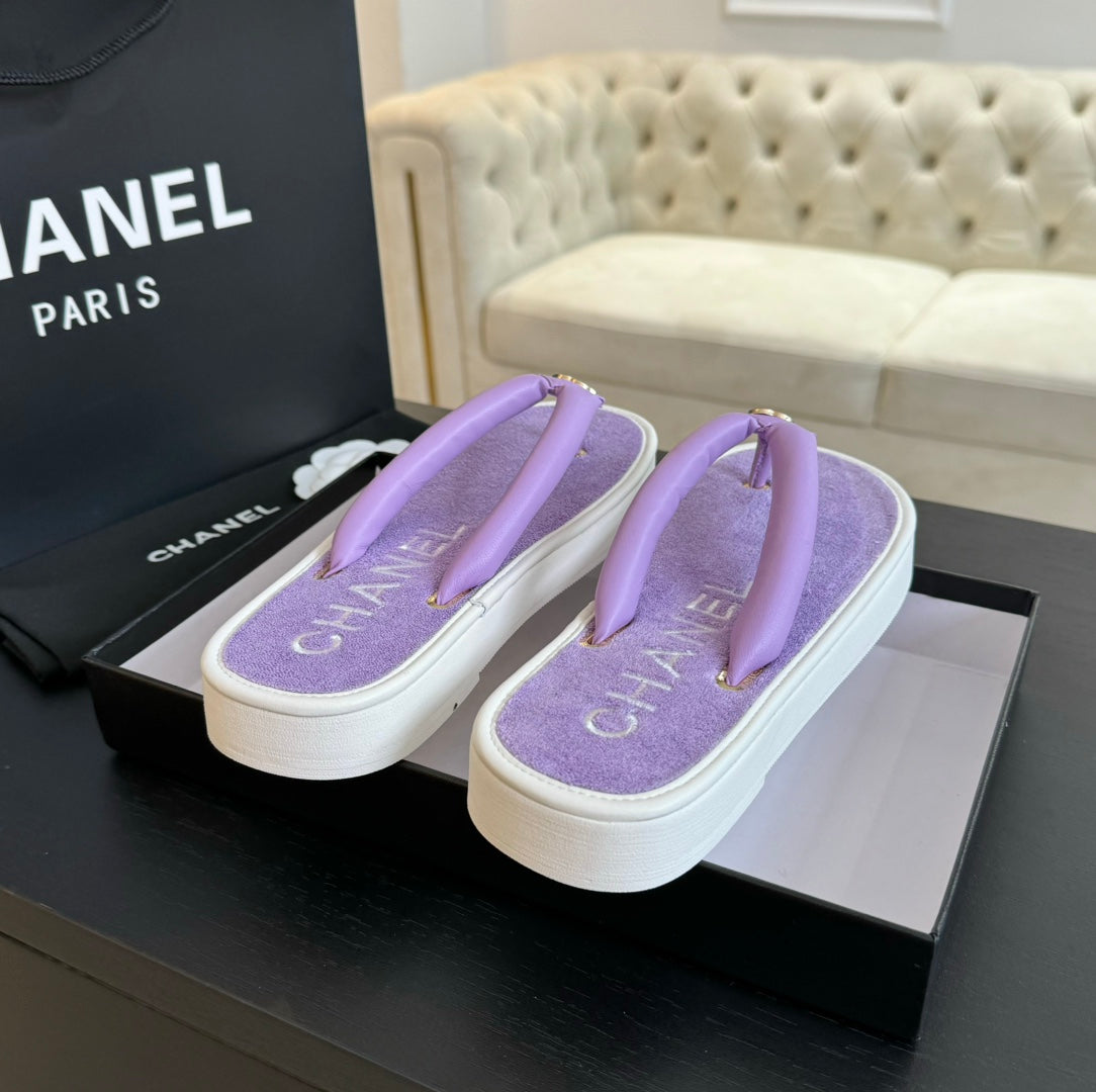 Thick-soled Flip-Flops Lambskin Lavender Purple - 35