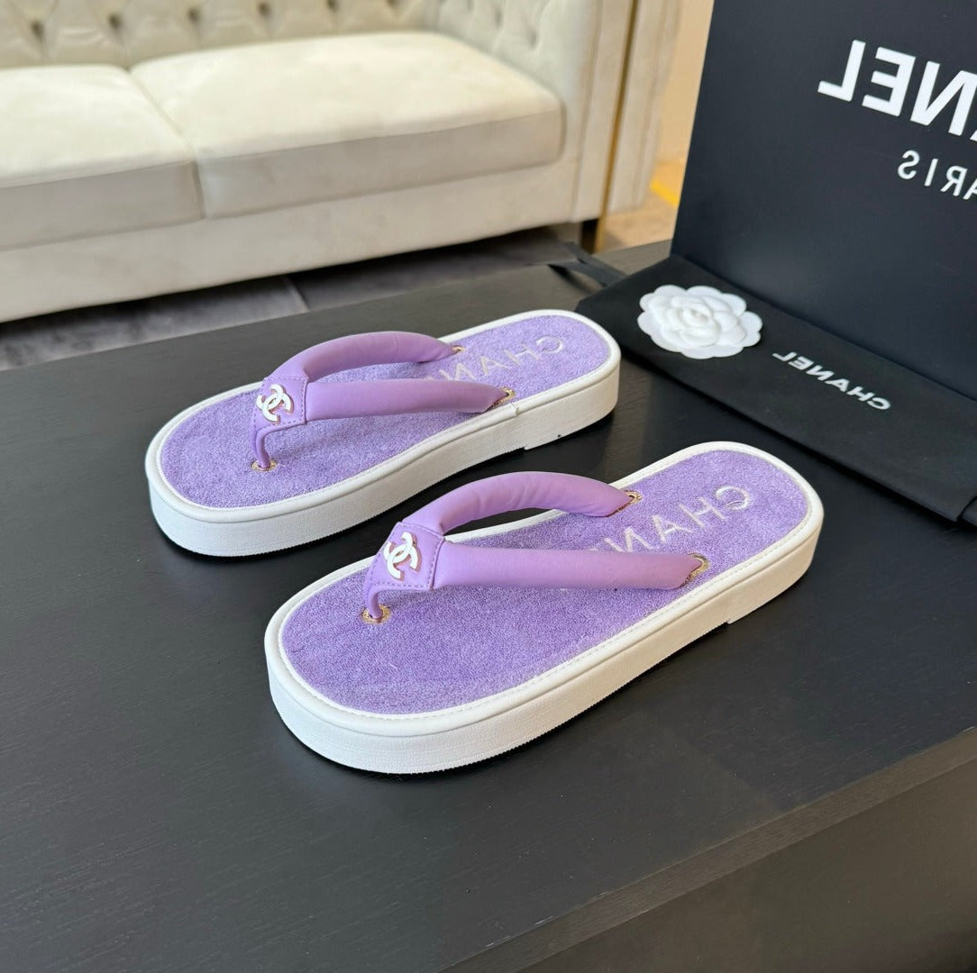 Thick-soled Flip-Flops Lambskin Lavender Purple - 35