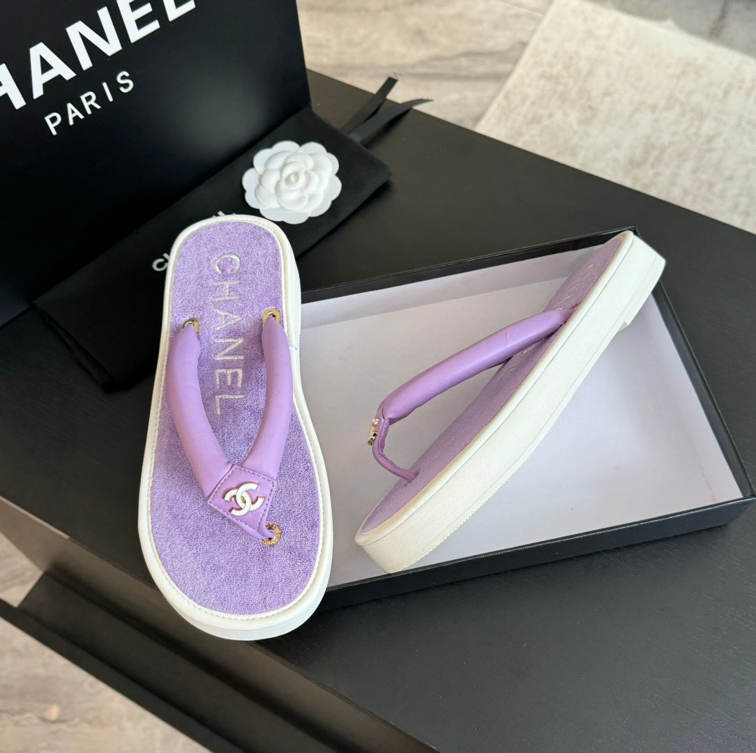 Thick-soled Flip-Flops Lambskin Lavender Purple - 35