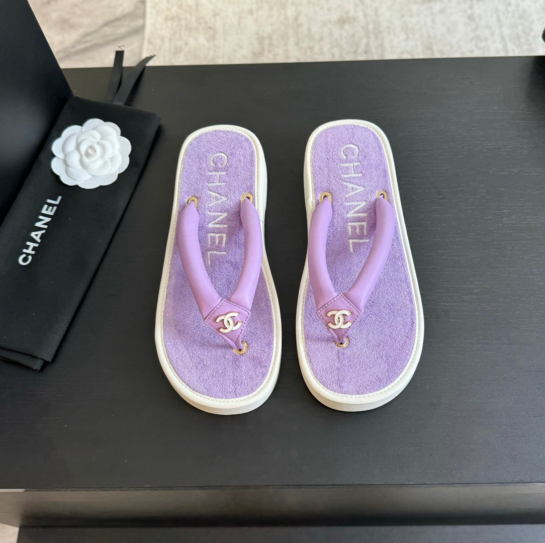 Thick-soled Flip-Flops Lambskin Lavender Purple - 35
