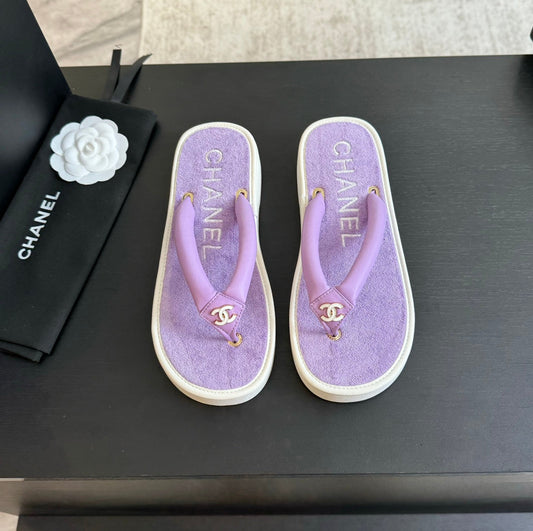 Thick-soled Flip-Flops Lambskin Lavender Purple - 35