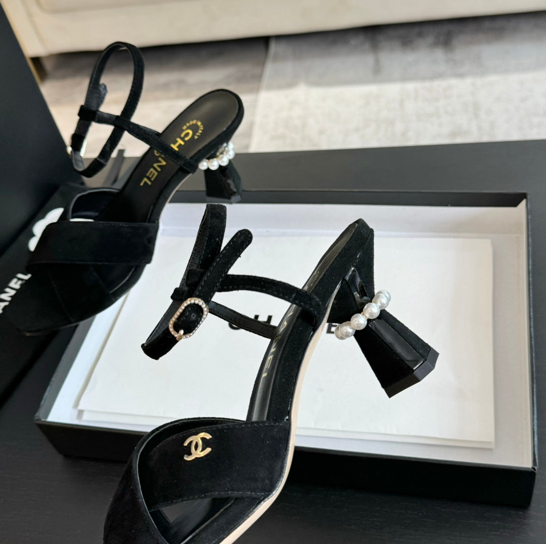 High Sandals Lambskin Black - 34