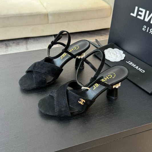 High Sandals Lambskin Black - 34