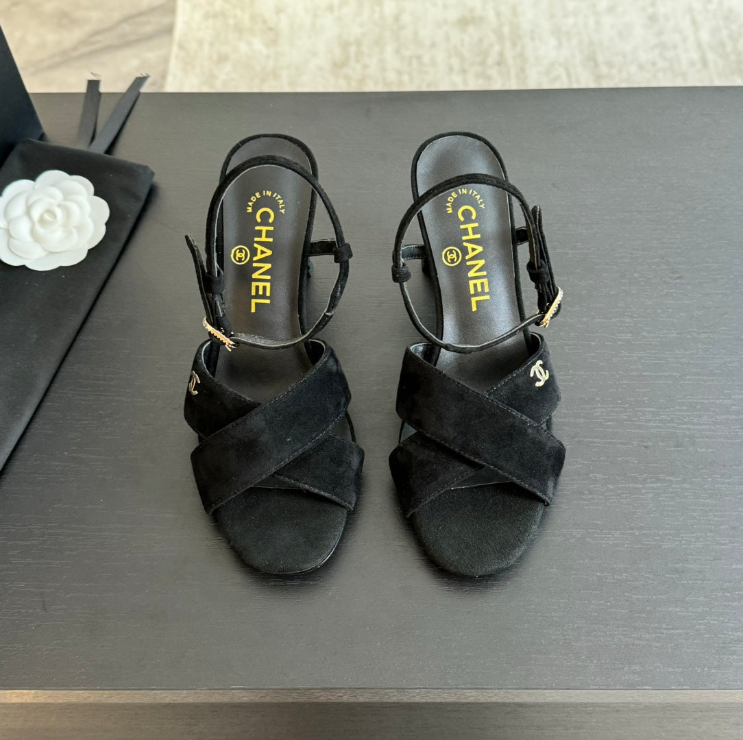 High Sandals Lambskin Black - 34