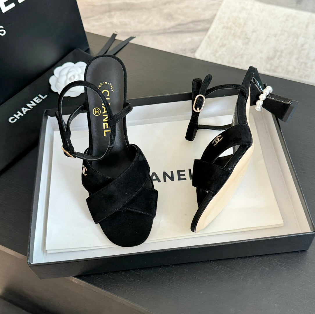 High Sandals Lambskin Black - 34