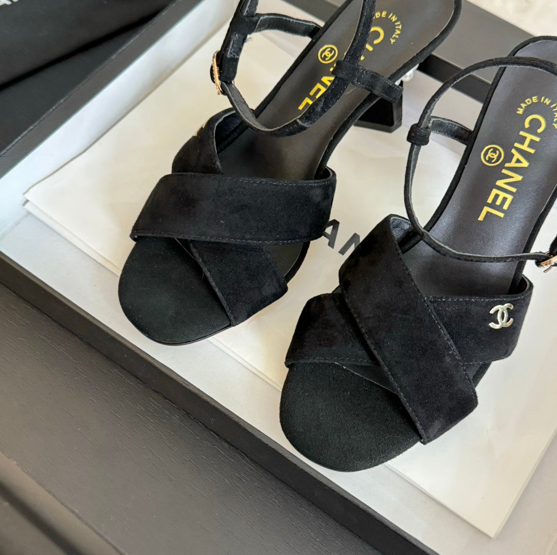 High Sandals Lambskin Black - 34