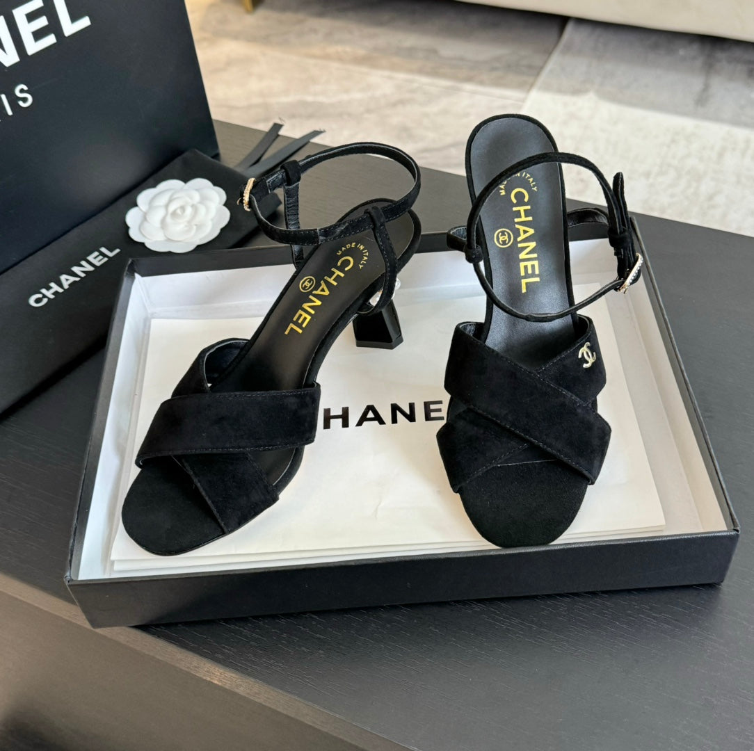 High Sandals Lambskin Black - 34