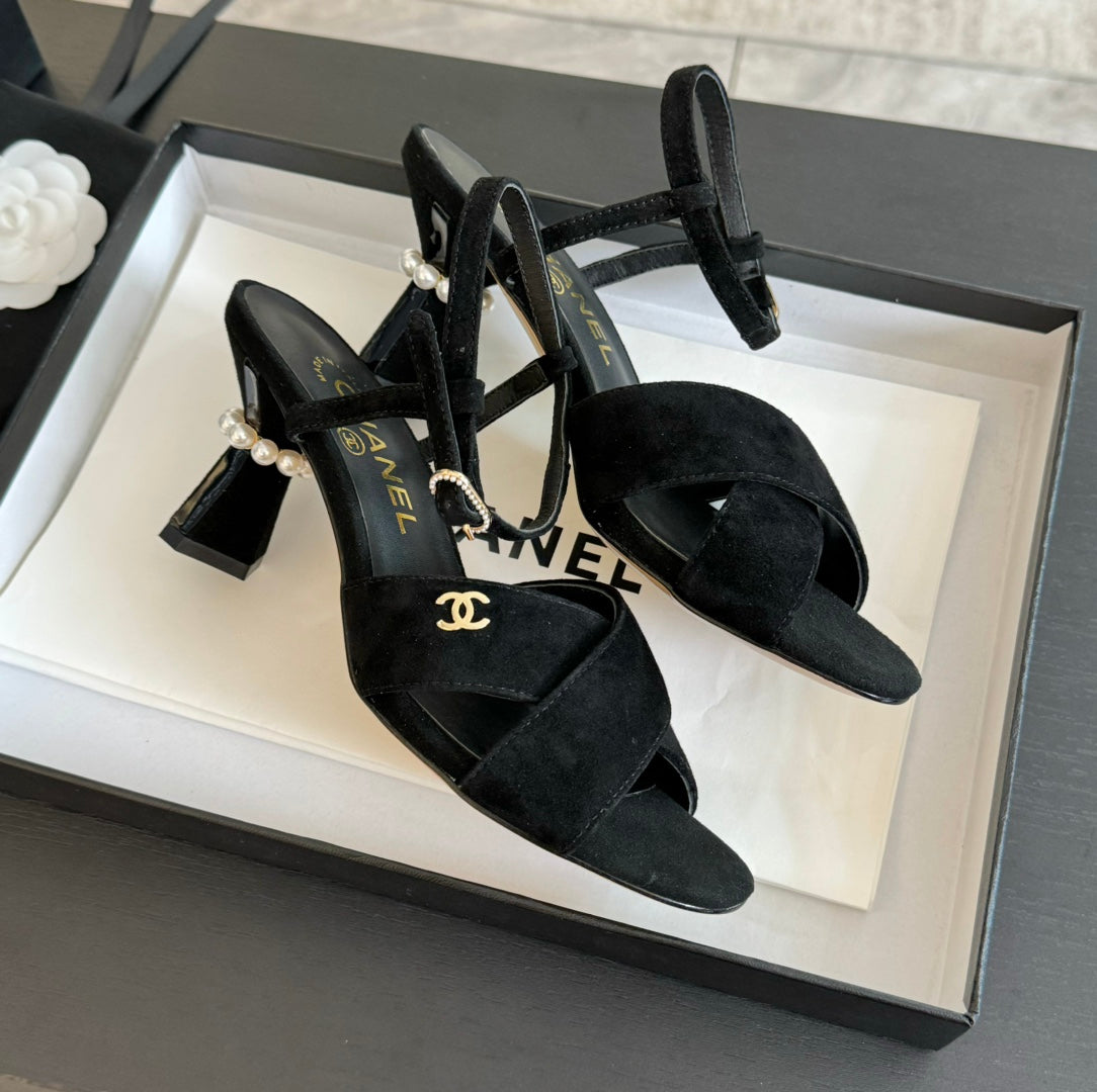 High Sandals Lambskin Black - 34