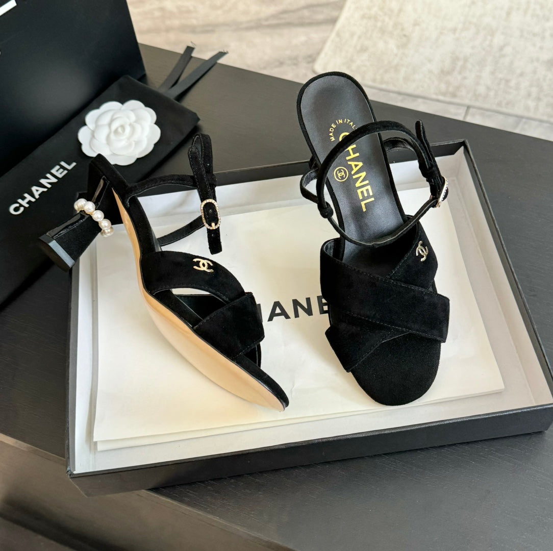 High Sandals Lambskin Black - 34