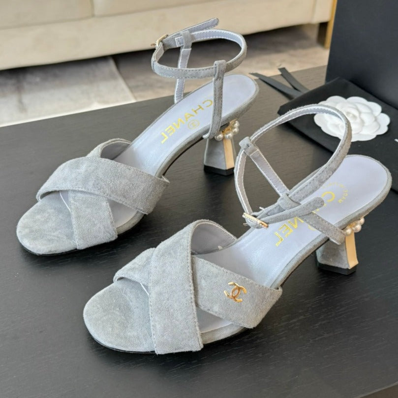 High Sandals Lambskin Gray - 34