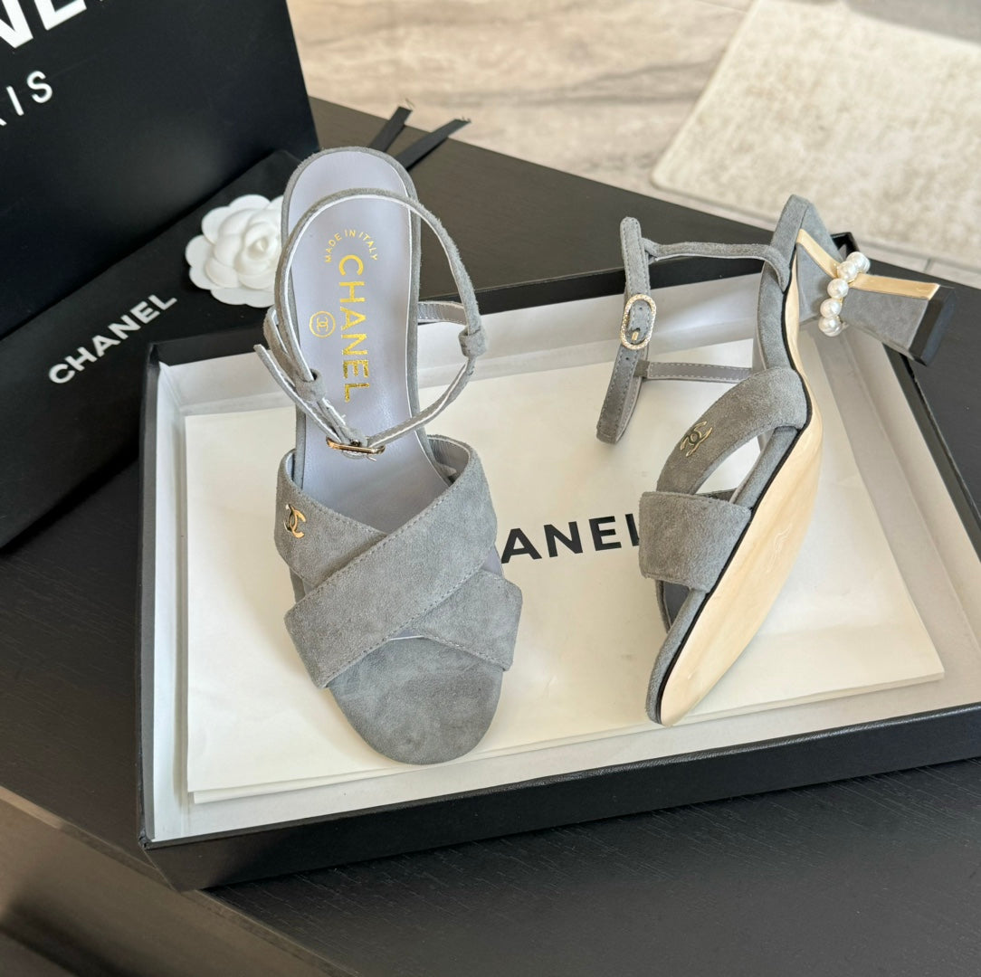 High Sandals Lambskin Gray - 34