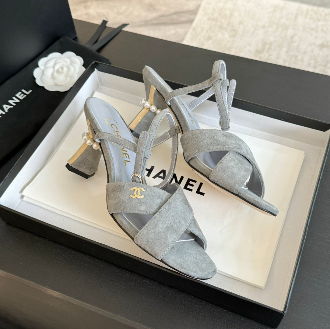 High Sandals Lambskin Gray - 34