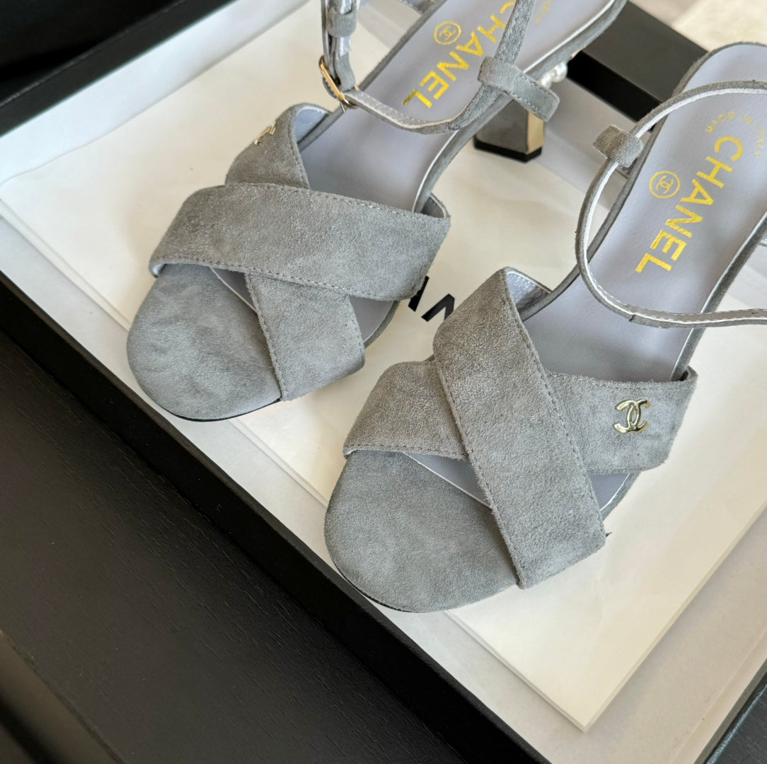 High Sandals Lambskin Gray - 34