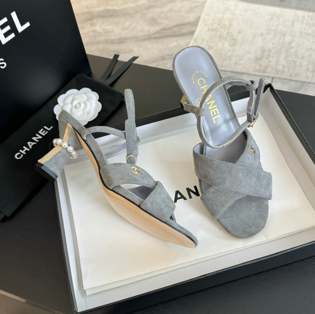 High Sandals Lambskin Gray - 34