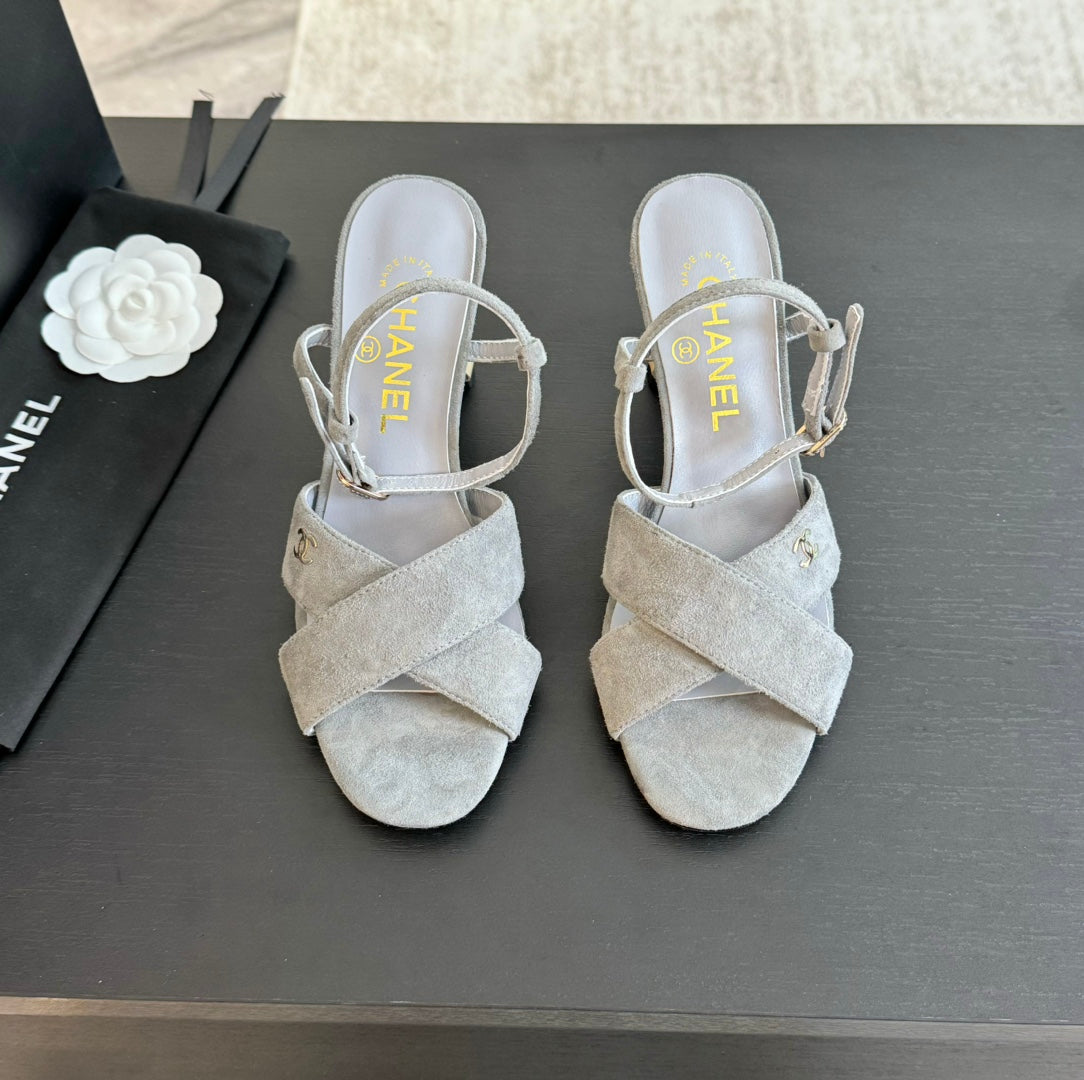 High Sandals Lambskin Gray - 34