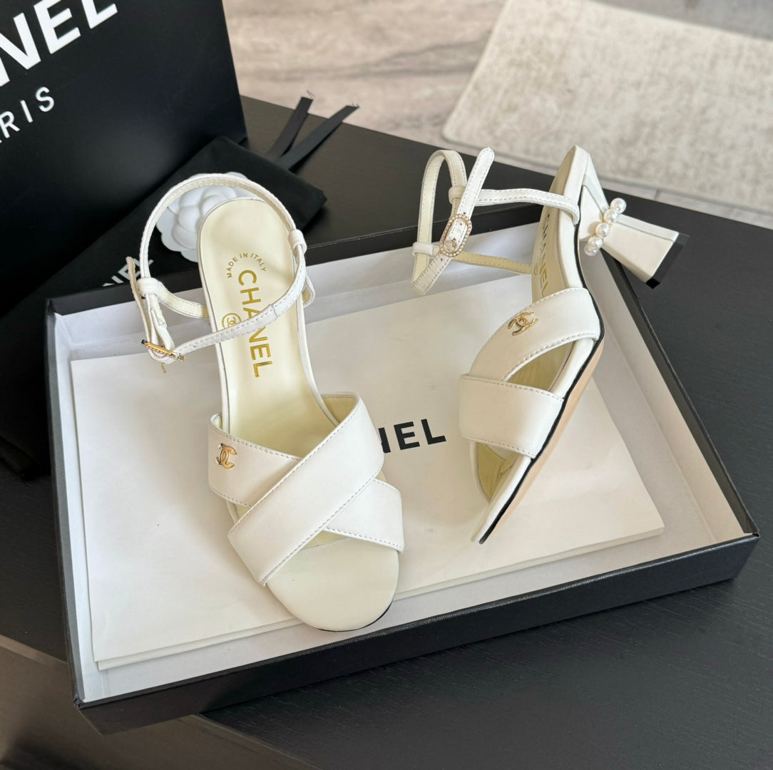 High Sandals Lambskin White - 34