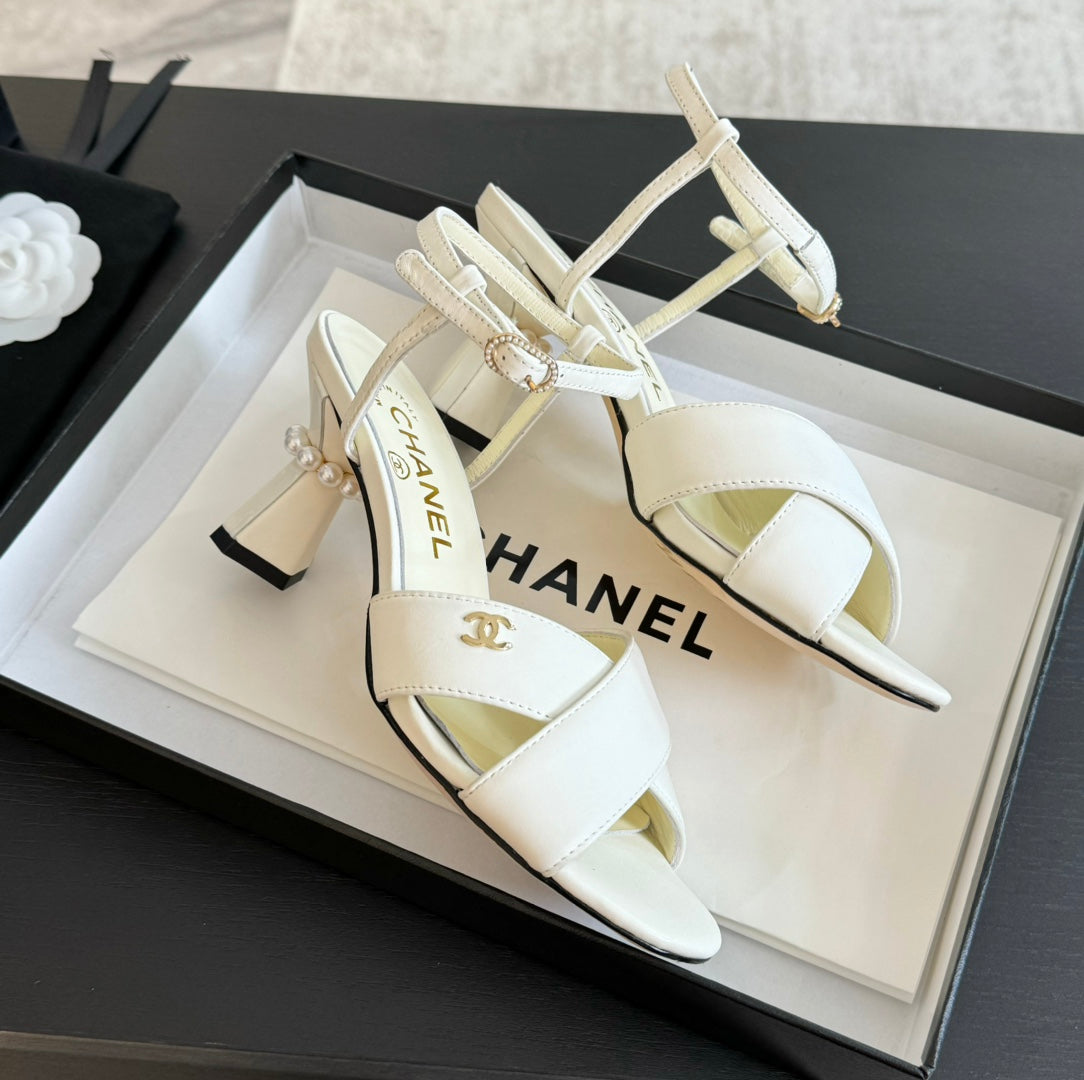 High Sandals Lambskin White - 34