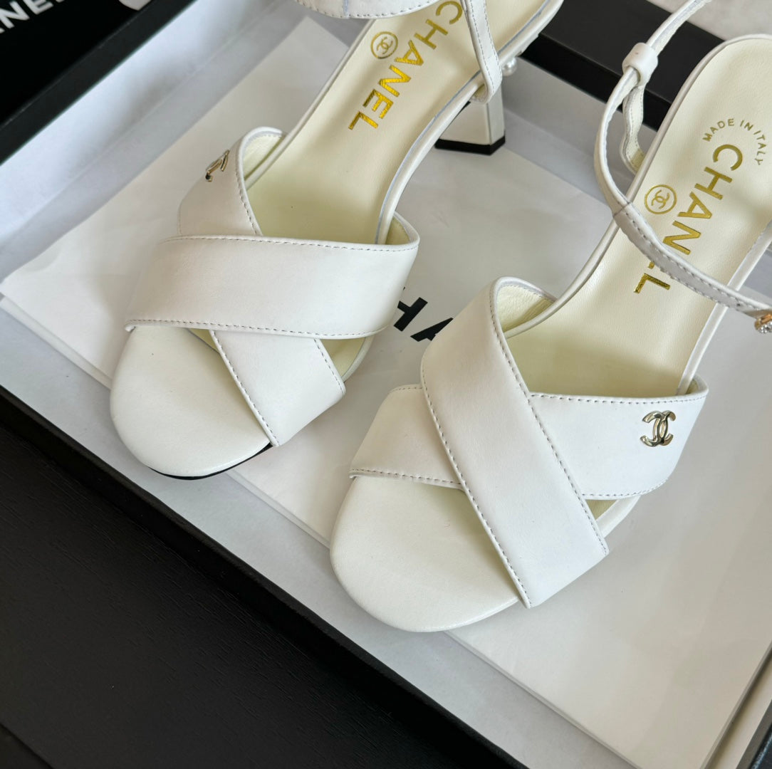 High Sandals Lambskin White - 34