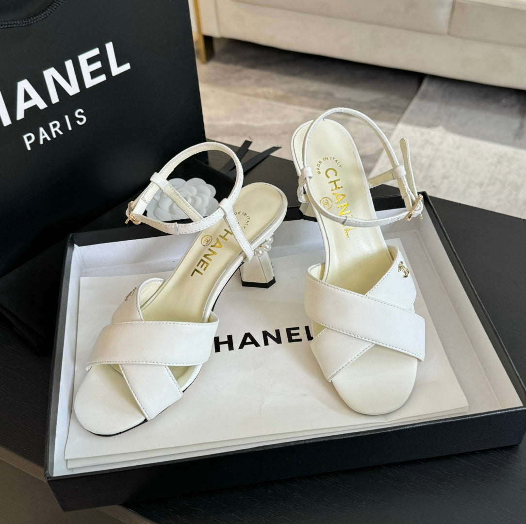 High Sandals Lambskin White - 34