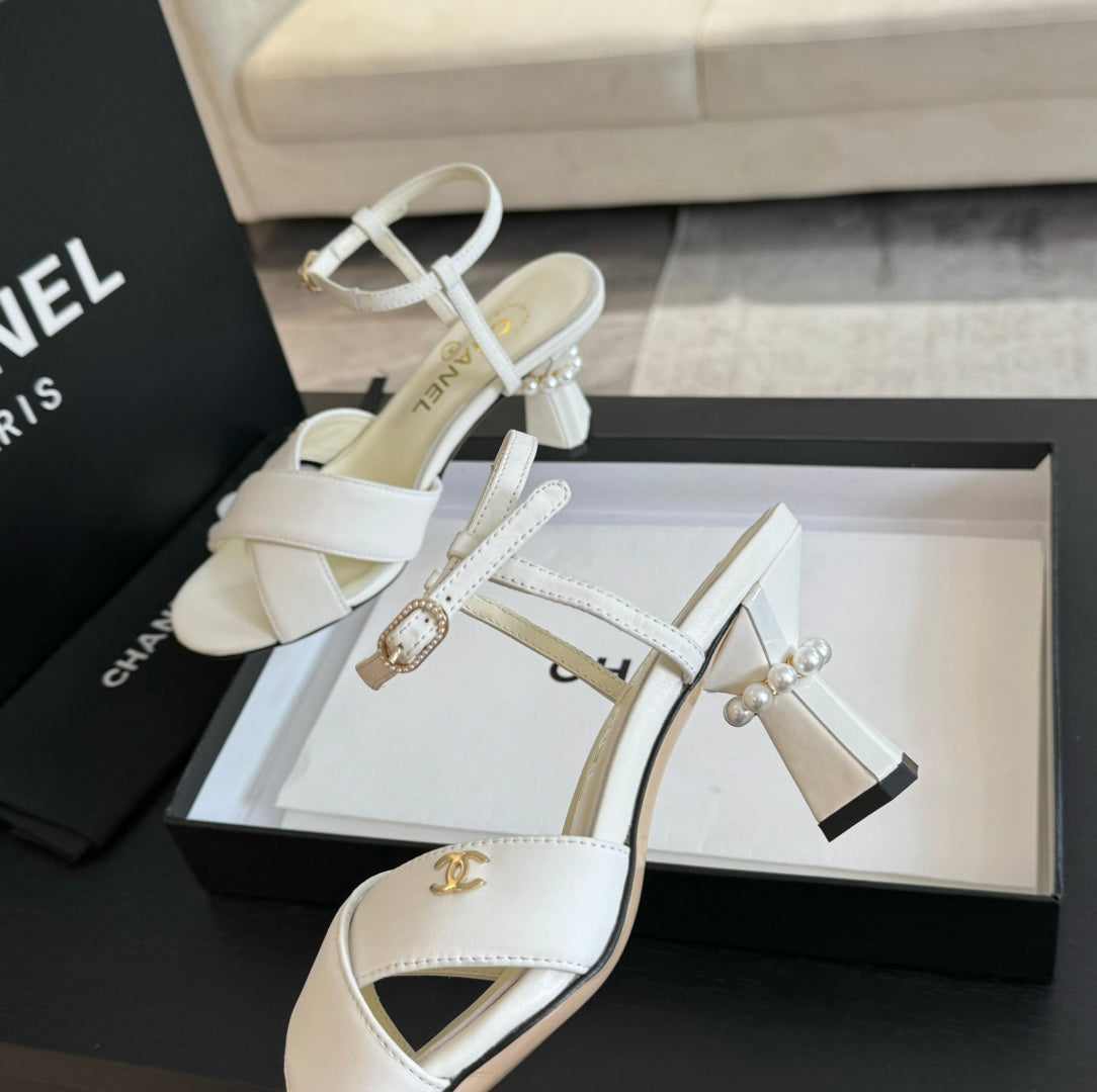 High Sandals Lambskin White - 34