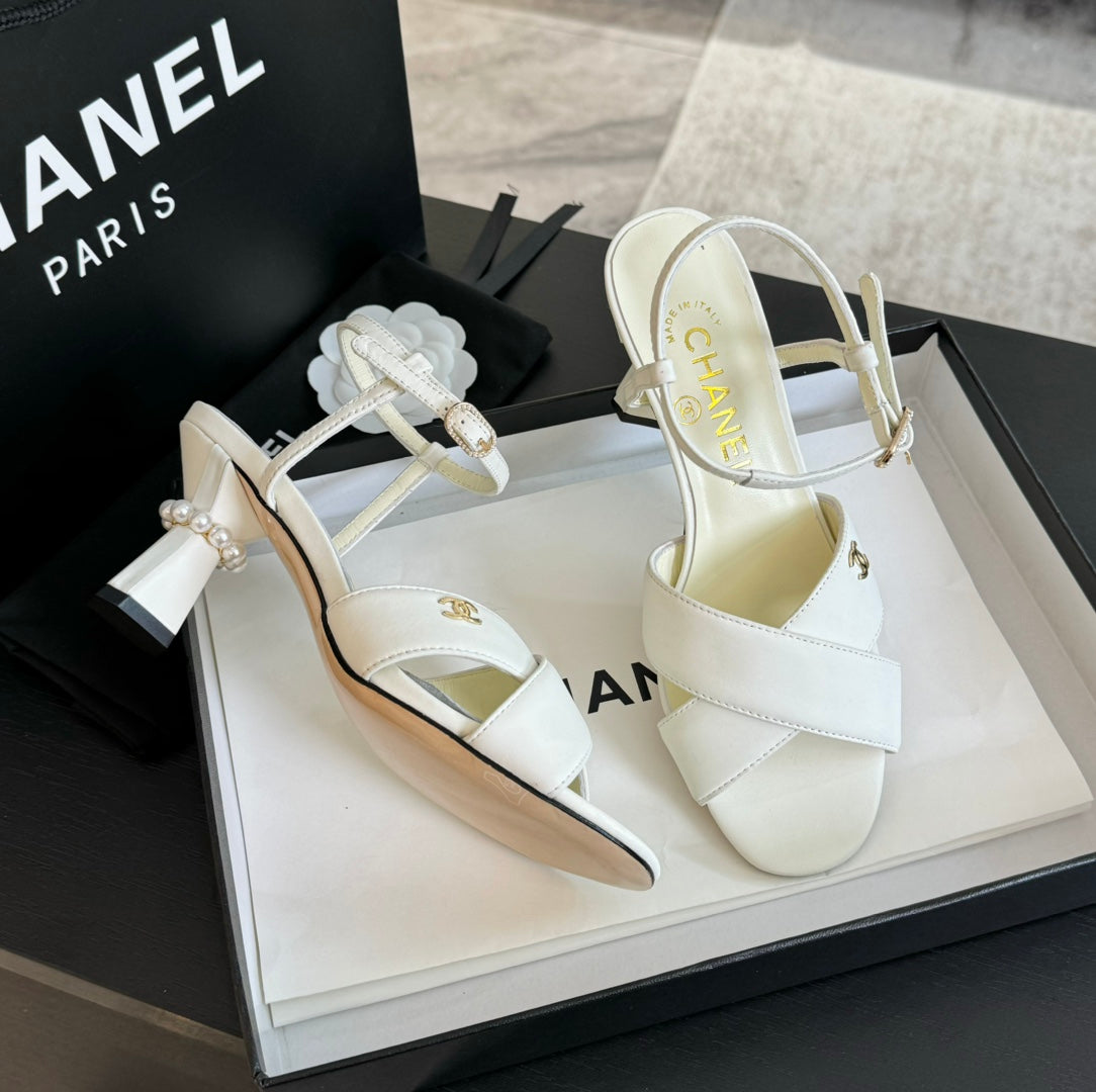 High Sandals Lambskin White - 34