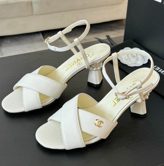 High Sandals Lambskin White - 34
