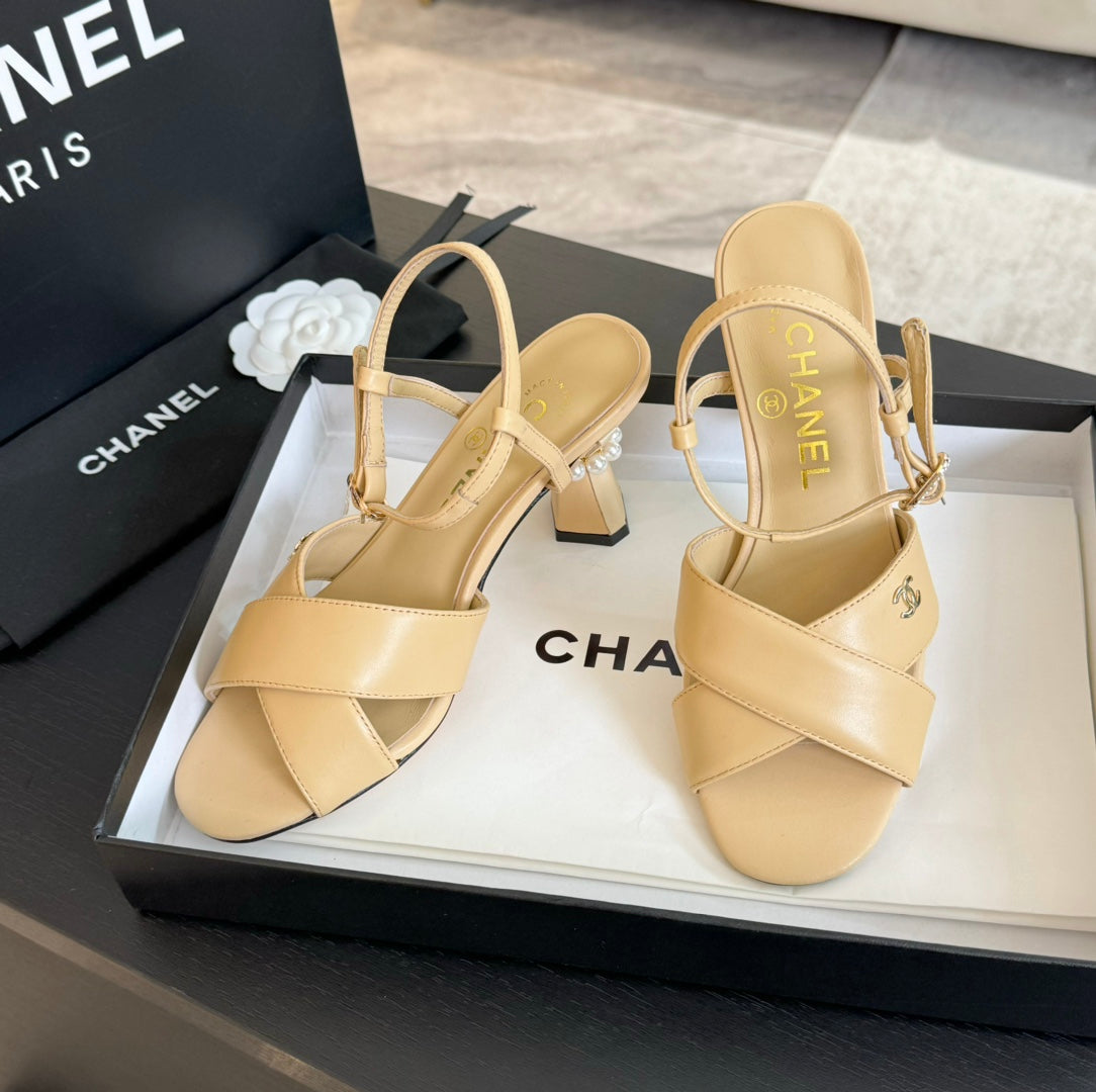 High Sandals Lambskin Yellow Cream - 34