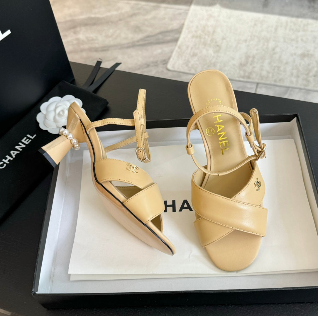 High Sandals Lambskin Yellow Cream - 34