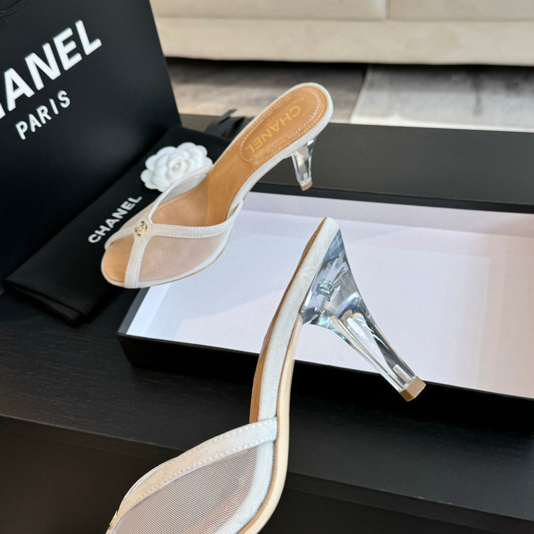 Double C High Heel White Lambskin - 35