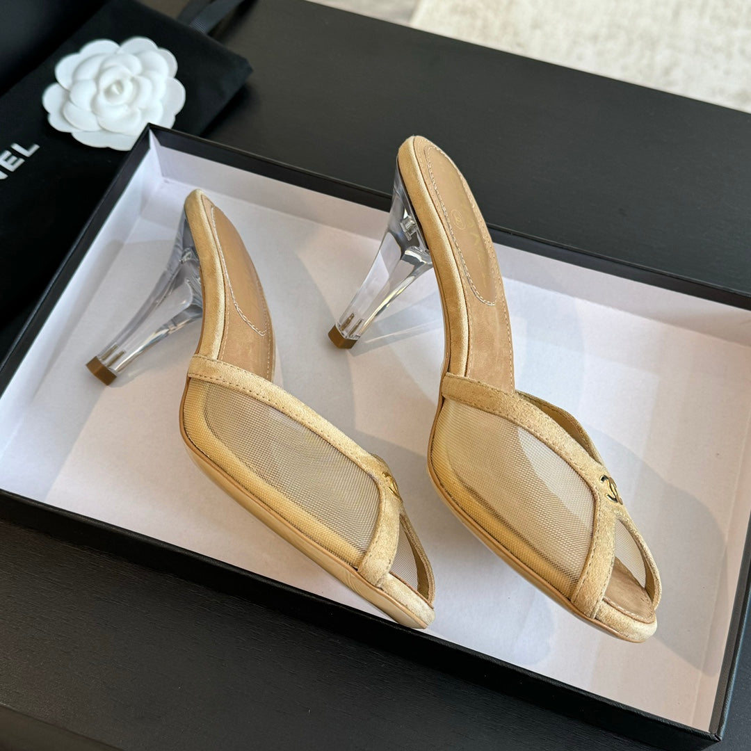 Double C High Heel Tan Brown Lambskin - 35