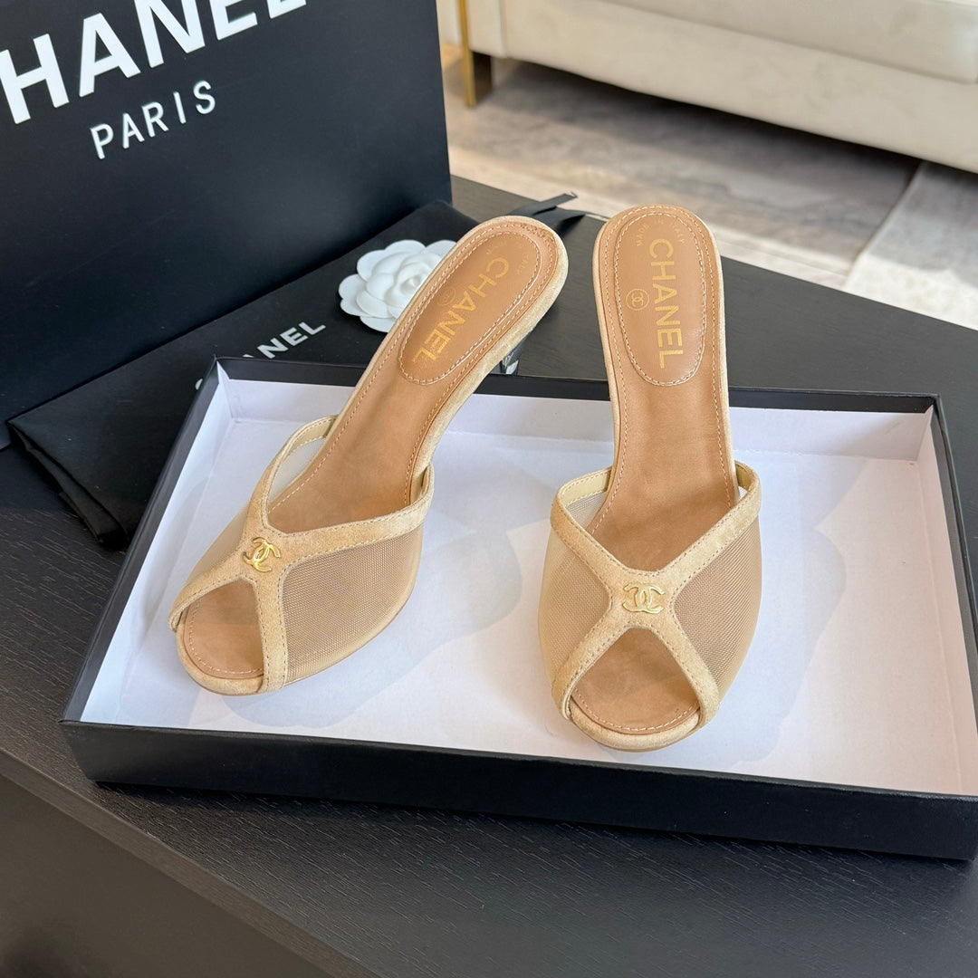 Double C High Heel Tan Brown Lambskin - 35