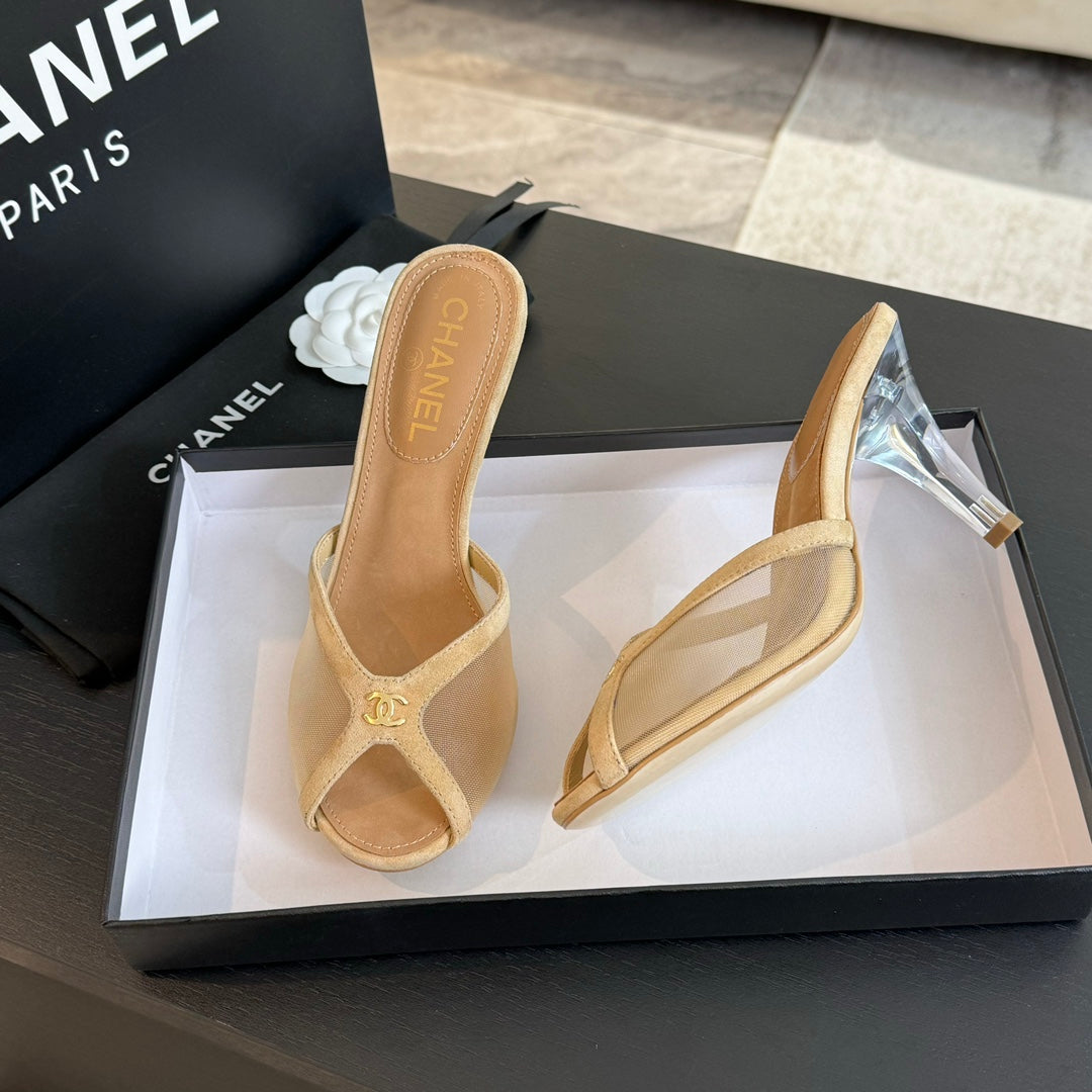 Double C High Heel Tan Brown Lambskin - 35
