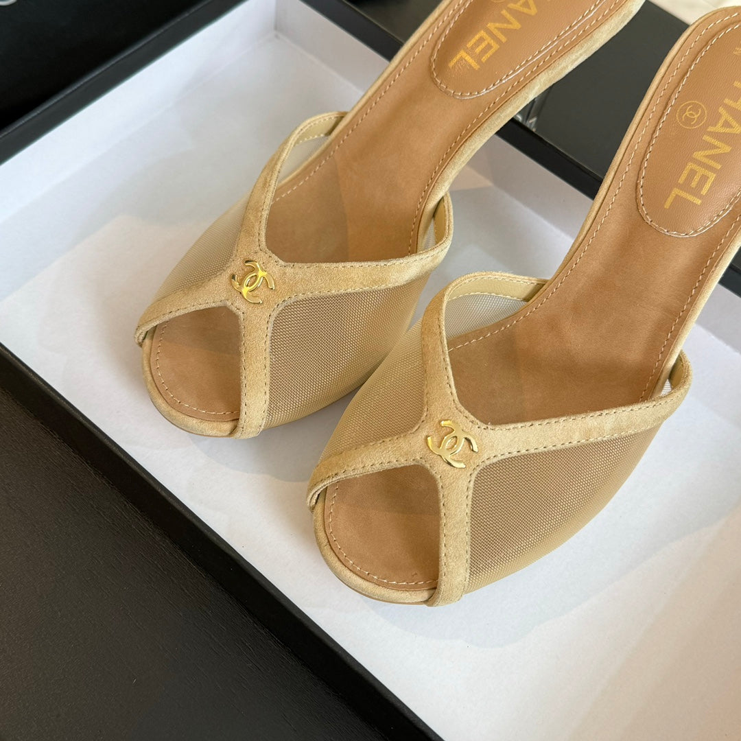 Double C High Heel Tan Brown Lambskin - 35
